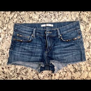 Joe’s Studded Raw Hem Denim Shorts